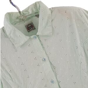 Andrew Sport Mint Eyelet Peplum Blouse Vintage Soft Girl Coquette